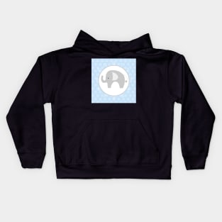 Mod Elephant Blue and White Wall Clock Kids Hoodie